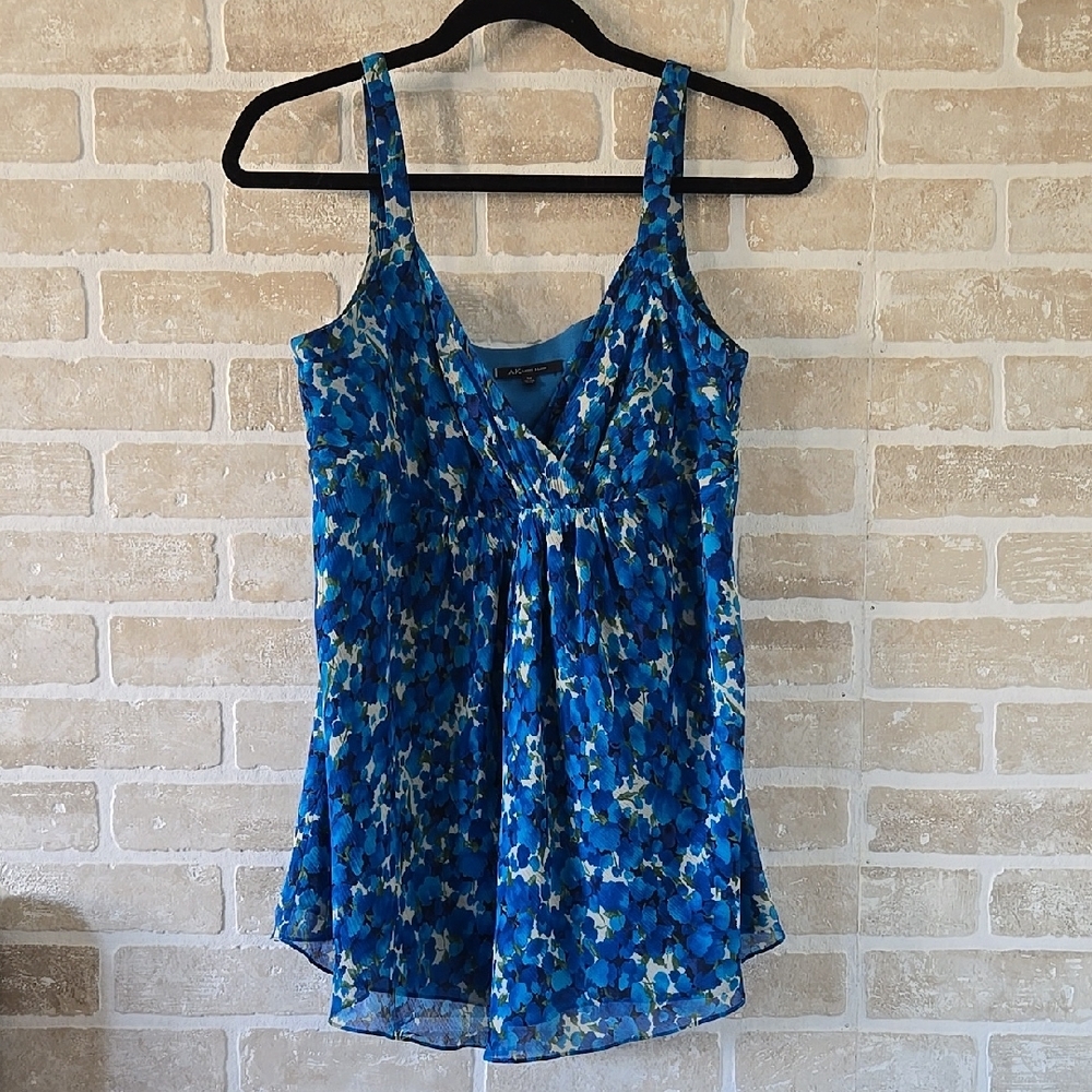 Anne Klein Blue Tie Front Asymmetrical Camisole
